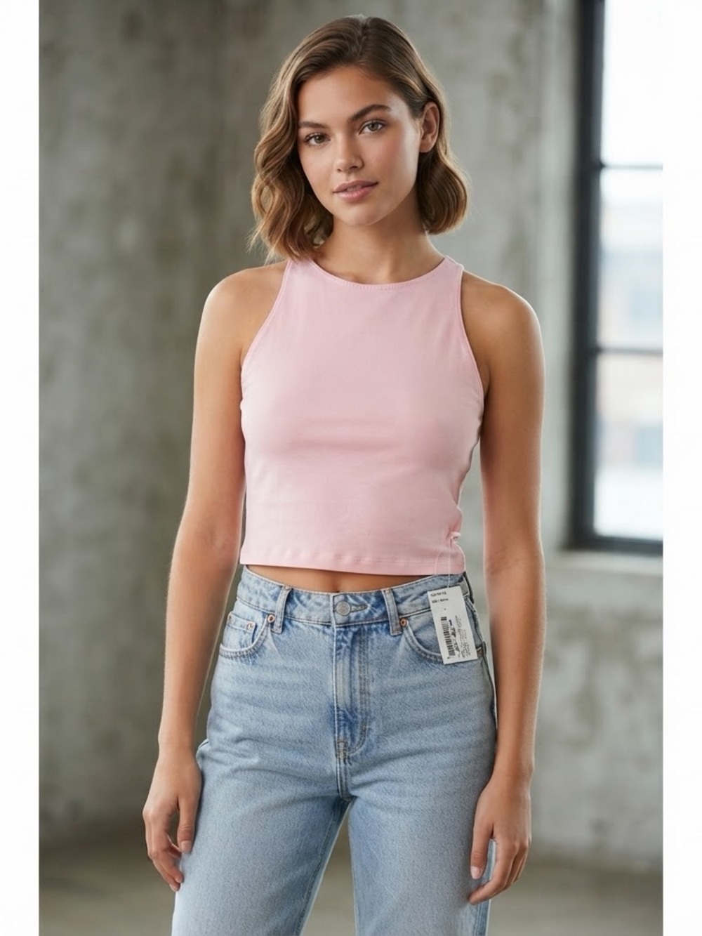 American Apparel Pastel Pink Cropped Tank